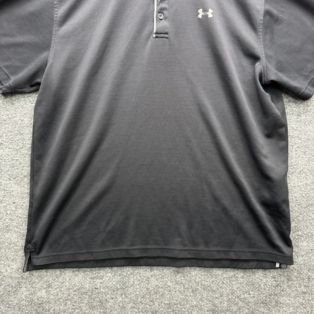 Under Armour HeatGear Polo Shirt Men XL Black Short Sleeve Moisture Wicking Golf